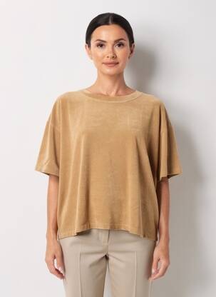 Tricou croială dreaptă mâneci scurte maro BY COCO femeie