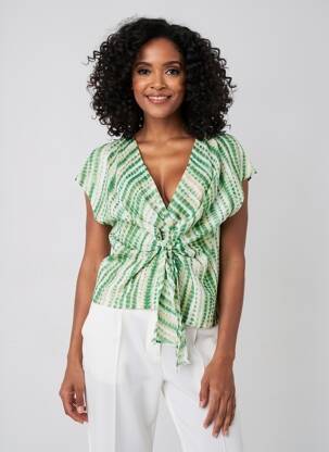 Top imprimeu fantezie mâneci scurte verde VINTAGE LOVE femeie
