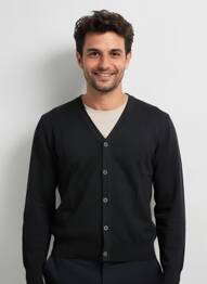 Vestă cu mâneci lungi guler în v negru YVES ENZO bărbat