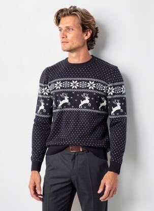 Pulover țesătură jacquard mâneci lungi albastru TIFFOSI bărbat