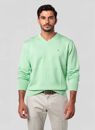 Pulover elasticitate mâneci lungi verde BENSON & CHERRY bărbat