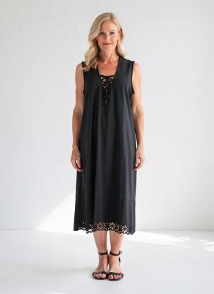 Rochie midi croială fluidă fără mâneci albastru FRANCK ANNA femeie