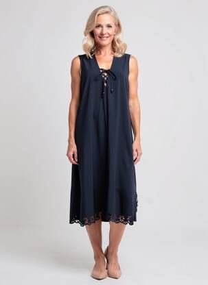 Rochie midi croială fluidă fără mâneci albastru FRANCK ANNA femeie