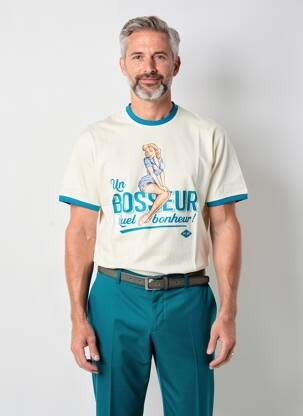 Tricou elasticitate mâneci scurte bej BOSSEUR bărbat