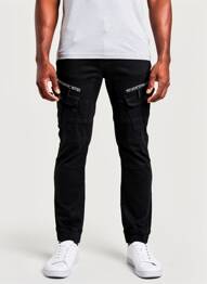 Pantalon cargo buzunare negru LEEYO JEANS bărbat