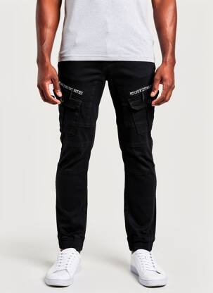 Pantalon cargo buzunare negru LEEYO JEANS bărbat