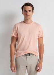 Tricou croială dreaptă mâneci scurte roz MADE IN ITALY bărbat