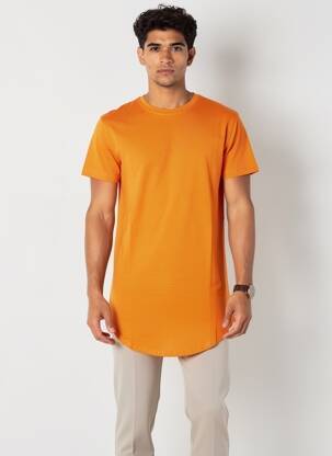 Tricou croială dreaptă mâneci scurte portocalie MADE IN ITALY bărbat