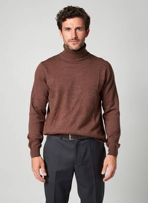 Pulover cu guler înalt mâneci lungi mâneci lungi maro CASHMERE bărbat