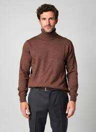 Pulover cu guler înalt mâneci lungi mâneci lungi maro CASHMERE bărbat