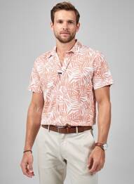 Cămașă cu mâneci scurte imprimeu tie and dye portocaliu PIONEER bărbat