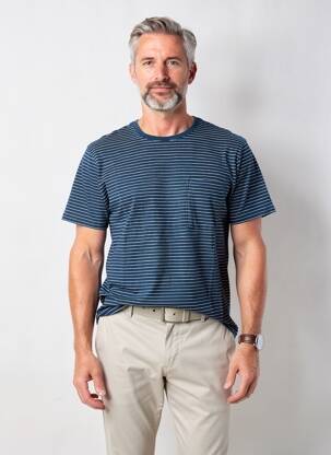 Tricou croială cambrată mâneci scurte albastru PIONEER bărbat