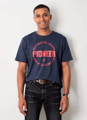 Tricou croială cambrată mâneci scurte albastru PIONEER bărbat