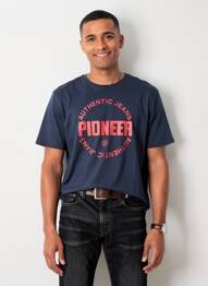 Tricou croială cambrată mâneci scurte albastru PIONEER bărbat
