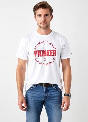 Tricou croială cambrată mâneci scurte alb PIONEER bărbat
