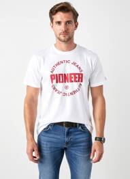 Tricou croială cambrată mâneci scurte alb PIONEER bărbat
