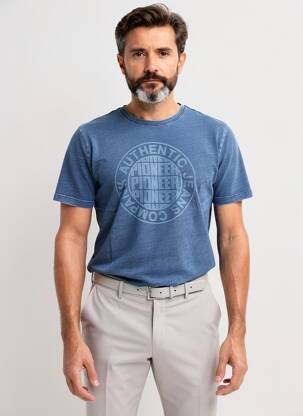 Tricou țesătură melanj mâneci scurte albastru PIONEER bărbat