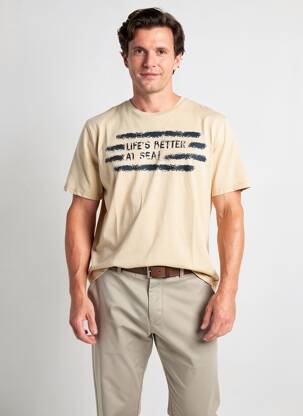 Tricou elasticitate mâneci scurte bej PIONEER bărbat