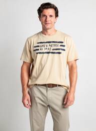 Tricou elasticitate mâneci scurte bej PIONEER bărbat