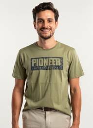 Tricou croială cambrată mâneci scurte verde PIONEER bărbat