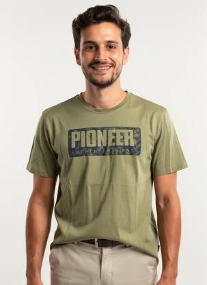 Tricou croială cambrată mâneci scurte verde PIONEER bărbat