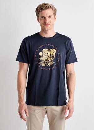 Tricou croială cambrată mâneci scurte albastru PIONEER bărbat