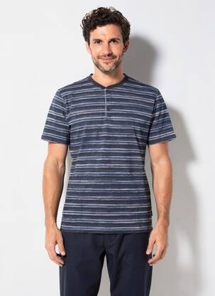 Tricou guler tunisian mâneci scurte albastru PIONEER bărbat