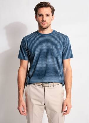 Tricou croială cambrată mâneci scurte albastru PIONEER bărbat