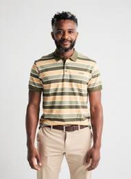 Polo imprimeu dungi mâneci scurte verde PIONEER bărbat