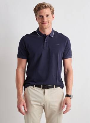 Polo elasticitate mâneci scurte albastru închis PIONEER bărbat