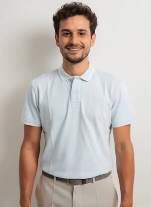 Polo elasticitate mâneci scurte albastru deschis PIONEER bărbat