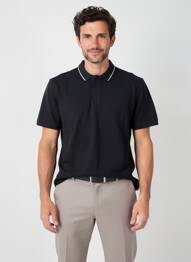 Polo elasticitate mâneci scurte negru PIONEER bărbat