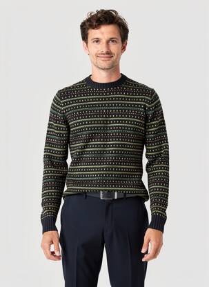 Pulover țesătură jacquard mâneci lungi negru BLEND bărbat