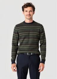 Pulover țesătură jacquard mâneci lungi negru BLEND bărbat