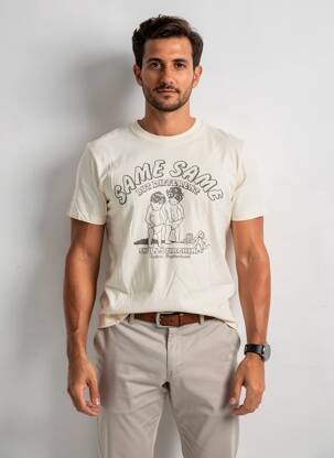 Tricou bio mâneci scurte bej SKULLS MACHINE bărbat