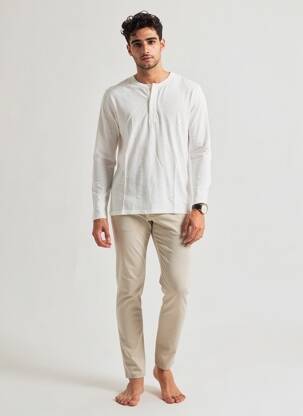 Tricou guler tunisian mâneci lungi bej FREEMAN T.PORTER bărbat