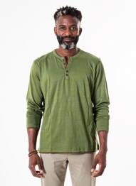 Tricou guler tunisian mâneci lungi verde BLEND bărbat