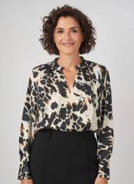 Bluză manșete cu nasturi și deschidere mâneci lungi bej BRANDTEX femeie