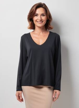 Tricou mâneci lungi mâneci lungi negru JULIE GUERLANDE femeie
