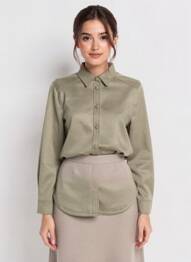 Cămașă croială dreaptă mâneci lungi verde B.YOUNG femeie