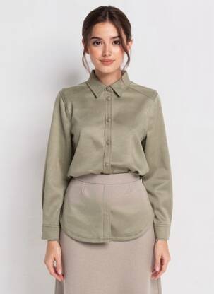 Cămașă croială dreaptă mâneci lungi verde B.YOUNG femeie