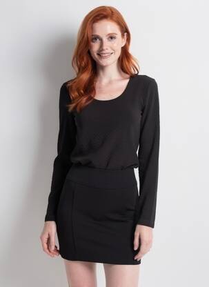 Top țesătură jersey mâneci lungi negru B.YOUNG femeie
