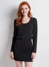 Top elasticitate mâneci lungi negru B.YOUNG femeie