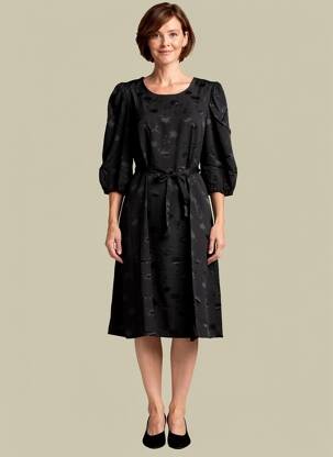 Rochie midi mâneci 3/4 mâneci 3/4 negru JULIE GUERLANDE femeie