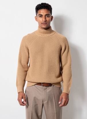 Pulover guler rotund mâneci lungi maro H&M bărbat
