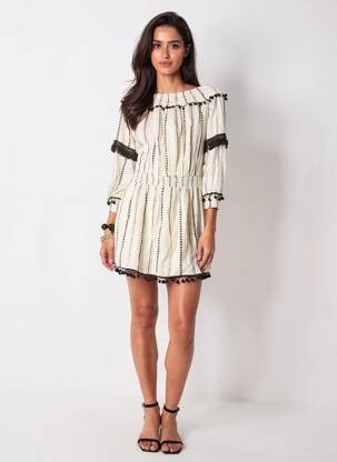 Rochie scurtă mâneci lungi mâneci lungi bej TULAROSA femeie