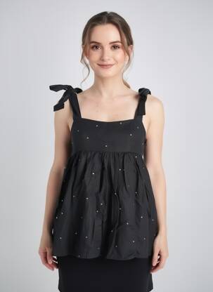 Tunică fără mâneci fără mâneci negru FLOLOVE femeie