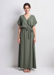 Rochie lungă mâneci scurte mâneci scurte verde GRACE & MILA femeie