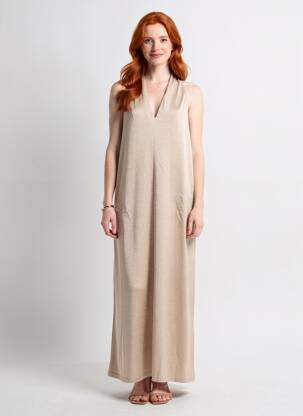 Rochie lungă fără mâneci fără mâneci maro GRACE & MILA femeie