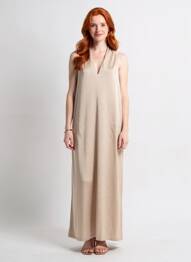 Rochie lungă fără mâneci fără mâneci maro GRACE & MILA femeie